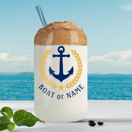 Je naam Anchor Gold Style Laurel Navy Blue Blikvorm Glas