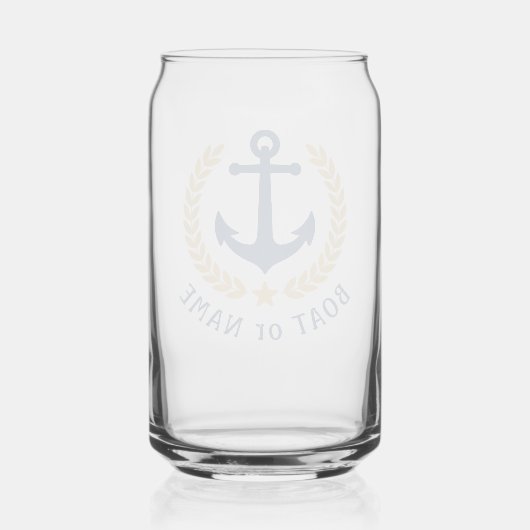 Je naam Anchor Gold Style Laurel Navy Blue Blikvorm Glas (Achterkant)