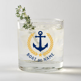 Je naam Anchor Gold Style Laurel Navy Blue Whisky Glas