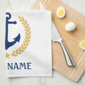 Je naam Anchor Gold Style Laurel White Theedoek (Quarter Fold)