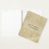 Je naam & beroep zwart en beige linnen planner (Display)