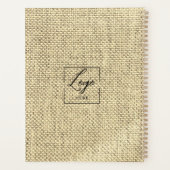 Je naam & beroep zwart en beige linnen planner (Achterkant)