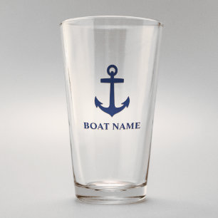 Je naam blauwe anker glas