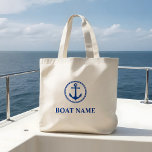 Je naam blauwe Zee Anchor Grote Tote Bag<br><div class="desc">Uw Bootnaam Navy Blue Zee Anker Grote Canvas tas</div>
