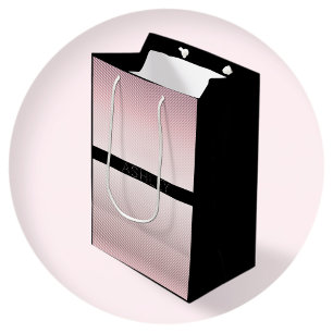 Je naam dunne roze ombre & witte strepen medium cadeauzakje