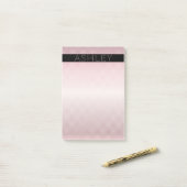 Je naam | dunne roze ombre & witte strepen post-it® notes (Op bureau)