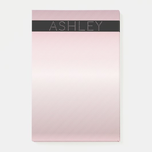 Je naam | dunne roze ombre & witte strepen post-it® notes (Voorkant)