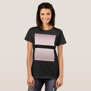 Je naam dunne roze ombre & witte strepen t-shirt