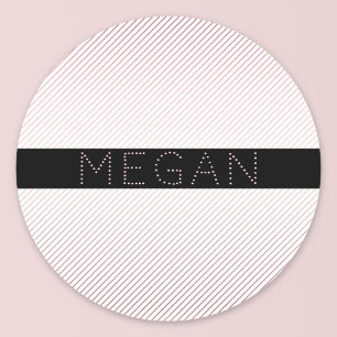 Je naam Dunne witte en subtiele roze ombre strep Ronde Sticker