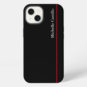 Je Naam Eenvoudig Professioneel Modern Zwart Rood iPhone 13 Hoesje
