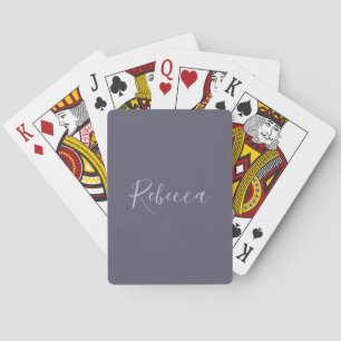 Je naam   Elegant lavendel schrift op nevelig paar Pokerkaarten