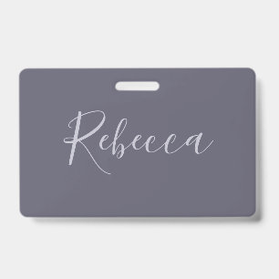 Je Naam Elegant Lavendel Schrift op Wazige Paars Badge