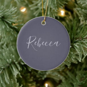 Je Naam Elegant Lavendel Schrift op Wazige Paars Keramisch Ornament