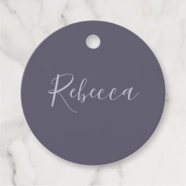 Je naam | Elegant Lavendel Script op Hazy Paarse Bedankjes Labels