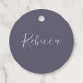 Je naam | Elegant Lavendel Script op Hazy Paarse Bedankjes Labels (Voorkant)