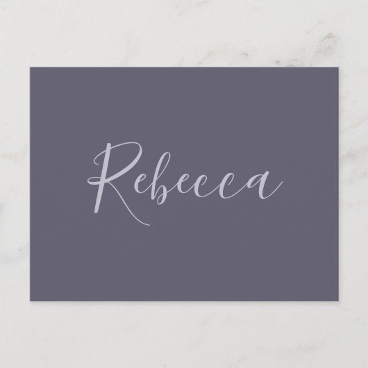 Je naam | Elegant Lavendel Script op Hazy Paarse Briefkaart (Voorkant)