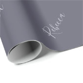 Je naam | Elegant Lavendel Script op Hazy Paarse Cadeaupapier (Rol Hoek)