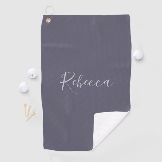 Je naam | Elegant Lavendel Script op Hazy Paarse Golfhanddoek (Insitu)