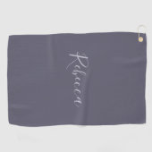 Je naam | Elegant Lavendel Script op Hazy Paarse Golfhanddoek (Horizontaal)