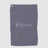 Je naam | Elegant Lavendel Script op Hazy Paarse Golfhanddoek (Voorkant)