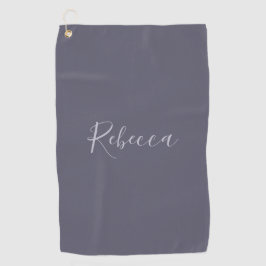 Je naam | Elegant Lavendel Script op Hazy Paarse Golfhanddoek