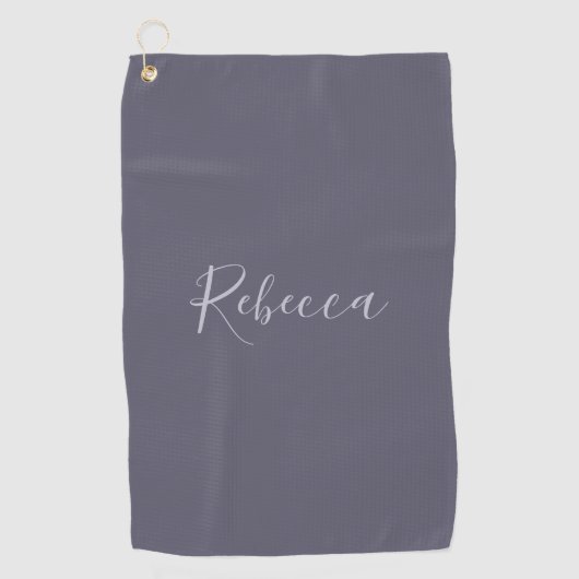 Je naam | Elegant Lavendel Script op Hazy Paarse Golfhanddoek (Voorkant)