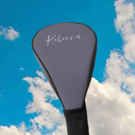 Je naam | Elegant Lavendel Script op Hazy Paarse Golfheadcover