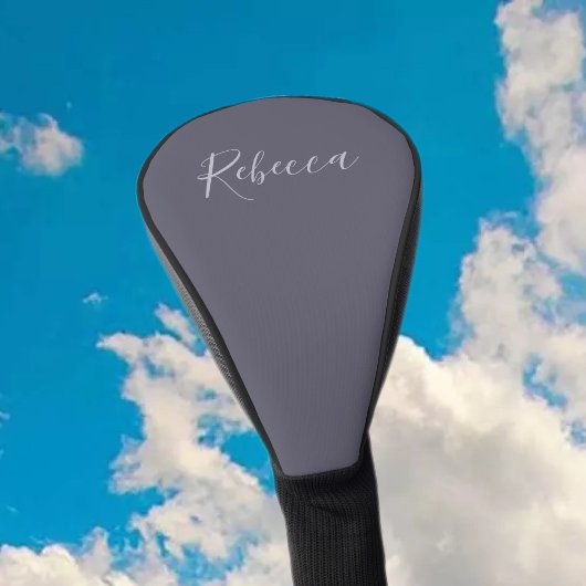 Je naam | Elegant Lavendel Script op Hazy Paarse Golfheadcover