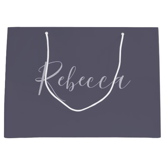 Je naam | Elegant Lavendel Script op Hazy Paarse Groot Cadeauzakje (Voorkant)