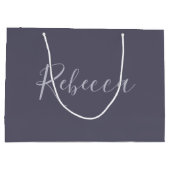 Je naam | Elegant Lavendel Script op Hazy Paarse Groot Cadeauzakje (Achterkant)