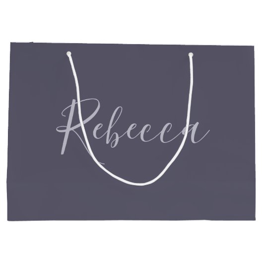 Je naam | Elegant Lavendel Script op Hazy Paarse Groot Cadeauzakje (Achterkant)