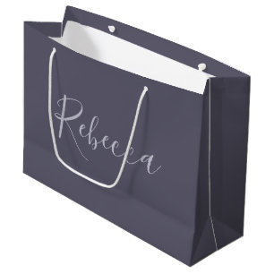 Je naam Elegant Lavendel Script op Hazy Paarse Groot Cadeauzakje