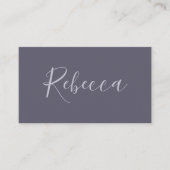 Je naam | Elegant Lavendel Script op Hazy Paarse Informatiekaartje (Voorkant)