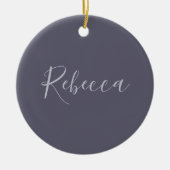 Je naam | Elegant Lavendel Script op Hazy Paarse Keramisch Ornament (Voorkant)