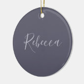 Je naam | Elegant Lavendel Script op Hazy Paarse Keramisch Ornament (Links)