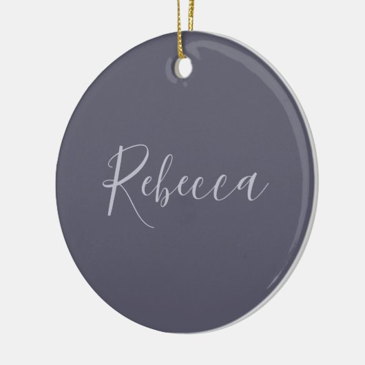 Je naam | Elegant Lavendel Script op Hazy Paarse Keramisch Ornament (Links)