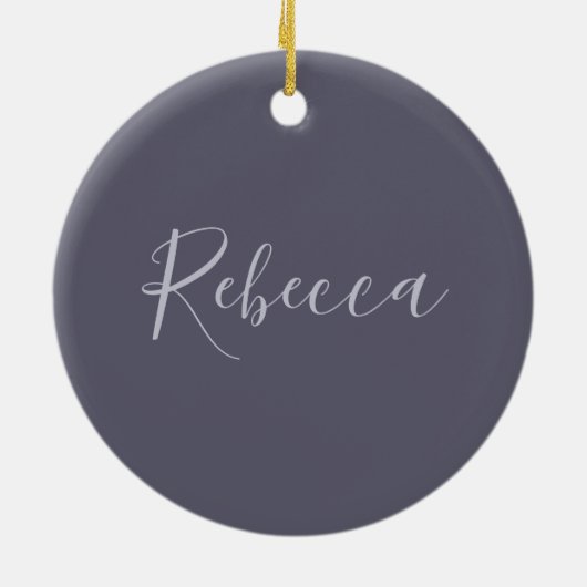 Je naam | Elegant Lavendel Script op Hazy Paarse Keramisch Ornament (Achterkant)