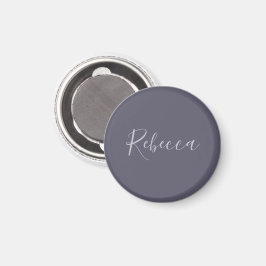 Je naam | Elegant Lavendel Script op Hazy Paarse Magneet