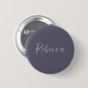 Je naam   Elegant Lavendel Script op Hazy Paarse Ronde Button 5,7 Cm