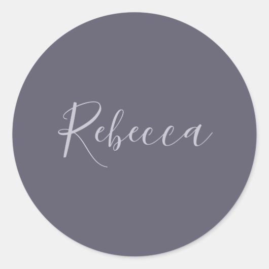 Je naam | Elegant Lavendel Script op Hazy Paarse Ronde Sticker (Voorkant)