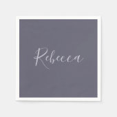 Je naam | Elegant Lavendel Script op Hazy Paarse Servet (Voorkant)