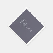 Je naam | Elegant Lavendel Script op Hazy Paarse Servet (Hoek)