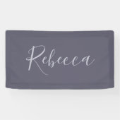 Je naam | Elegant Lavendel Script op Hazy Paarse Spandoek (Horizontaal)