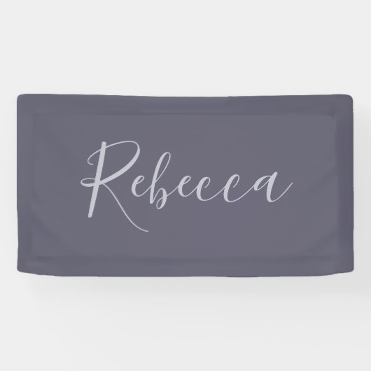 Je naam | Elegant Lavendel Script op Hazy Paarse Spandoek (Horizontaal)