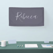 Je naam | Elegant Lavendel Script op Hazy Paarse Spandoek (Beurs)