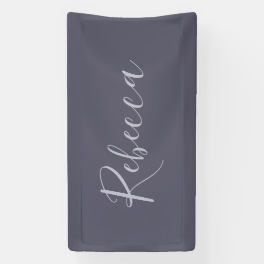 Je naam | Elegant Lavendel Script op Hazy Paarse Spandoek (Verticaal)