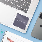 Je naam | Elegant Lavendel Script op Hazy Paarse Sticker (Laptop met iPhone)