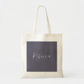 Je naam | Elegant Lavendel Script op Hazy Paarse Tote Bag (Voorkant)