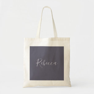 Je naam   Elegant Lavendel Script op Hazy Paarse Tote Bag