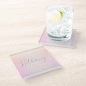 Je naam | Elegant Script Soft Ombre Glazen Onderzetter (Schuin)